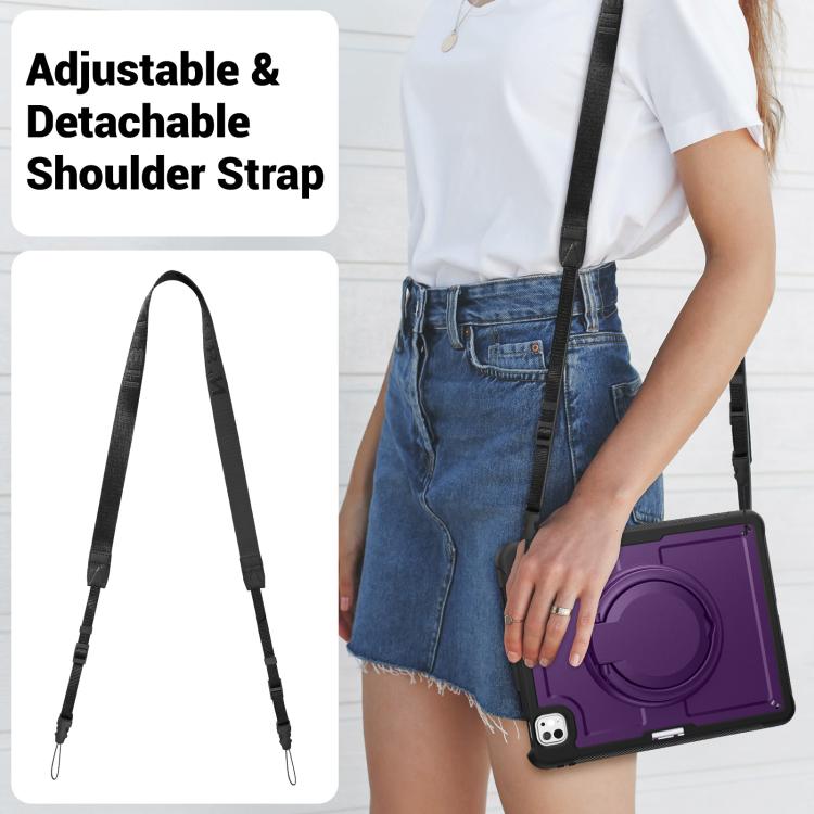 For iPad Pro 13 2025 / 2024 Honeycomb Hybrid Tablet Case with Handle Holder & Strap