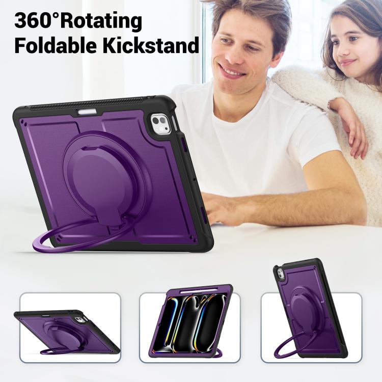 For iPad Pro 13 2025 / 2024 Honeycomb Hybrid Tablet Case with Handle Holder & Strap