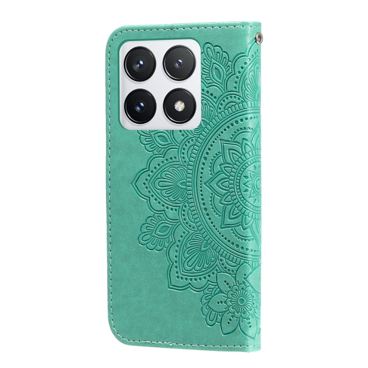 For Xiaomi 14T Pro Seven-petal Flowers Embossing Leather Phone Case