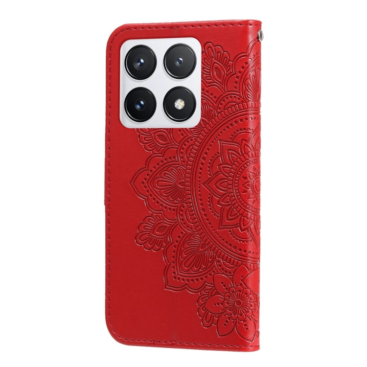 For Xiaomi 14T Pro Seven-petal Flowers Embossing Leather Phone Case