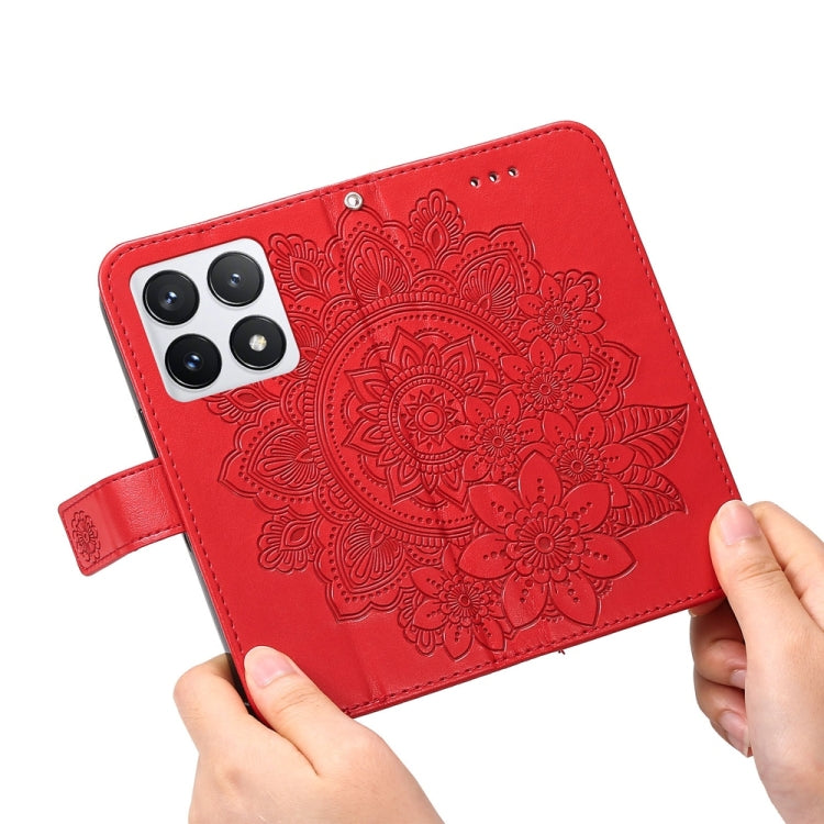 For Xiaomi 14T Pro Seven-petal Flowers Embossing Leather Phone Case