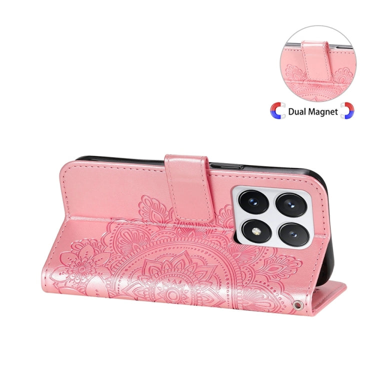 For Xiaomi 14T Pro Seven-petal Flowers Embossing Leather Phone Case