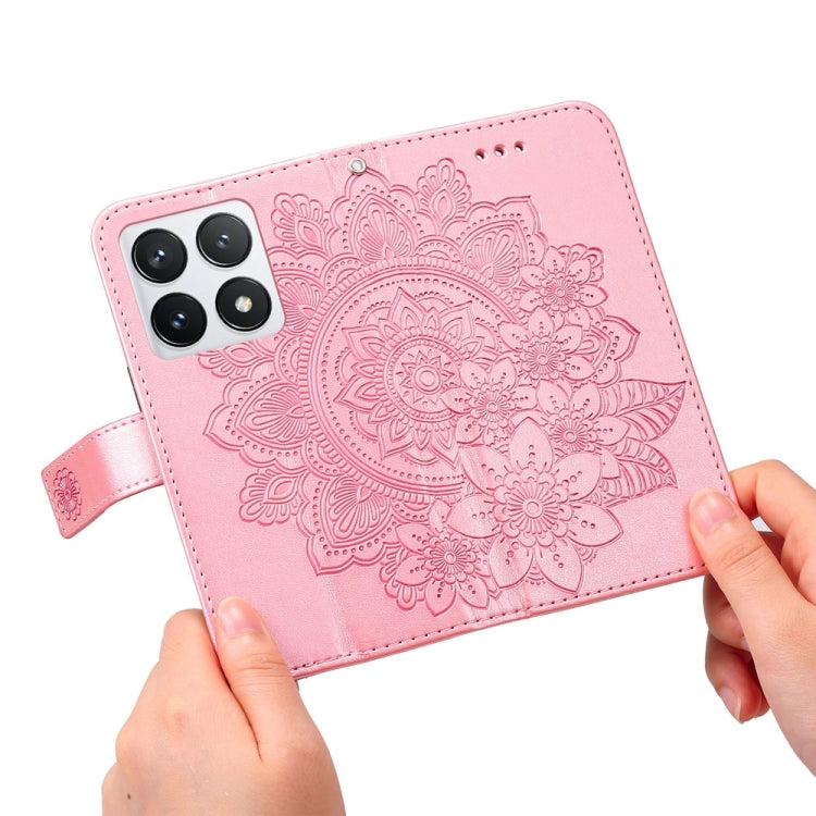 For Xiaomi 14T Pro Seven-petal Flowers Embossing Leather Phone Case