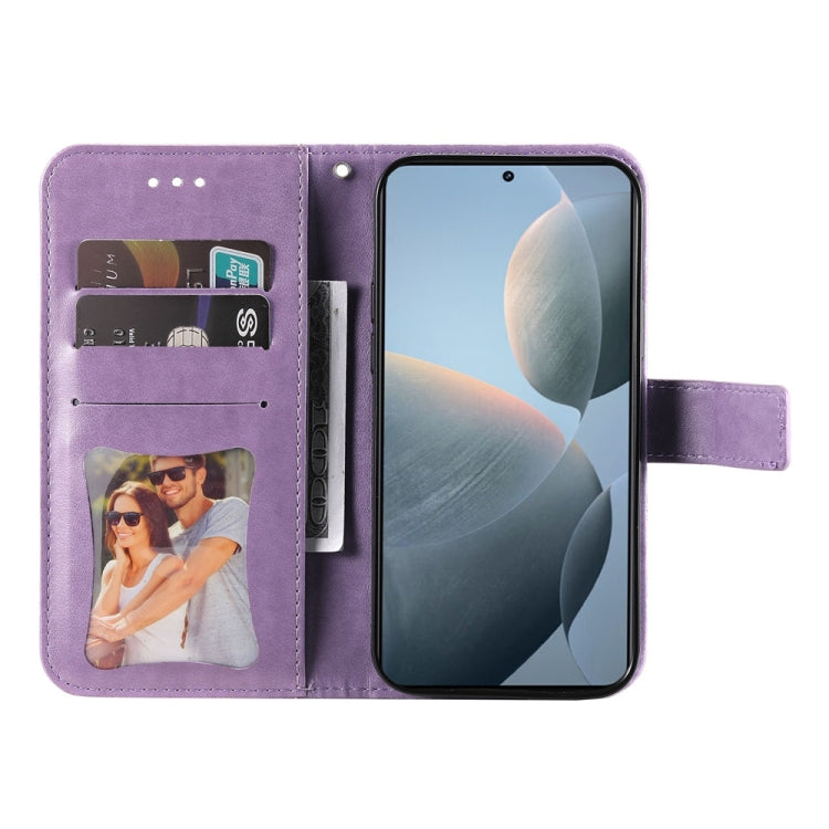 For Xiaomi 14T Seven-petal Flowers Embossing Leather Phone Case
