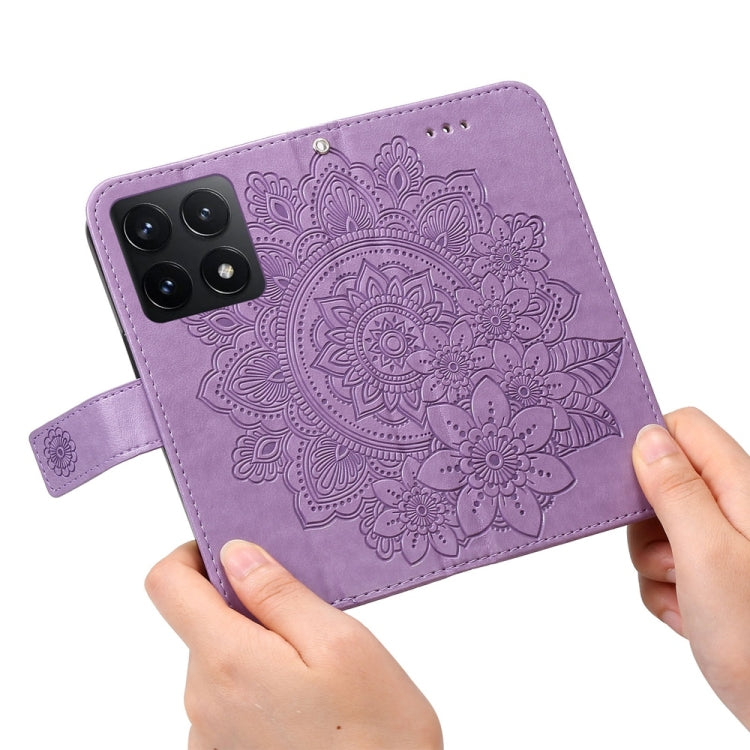 For Xiaomi 14T Seven-petal Flowers Embossing Leather Phone Case