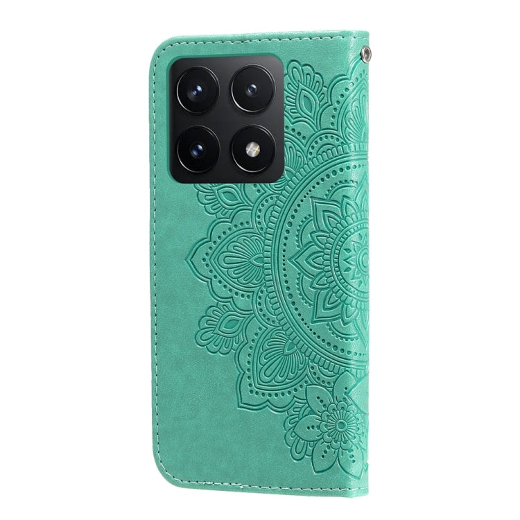 For Xiaomi 14T Seven-petal Flowers Embossing Leather Phone Case