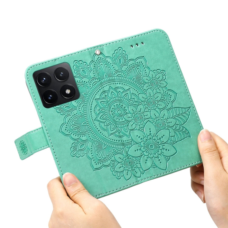 For Xiaomi 14T Seven-petal Flowers Embossing Leather Phone Case