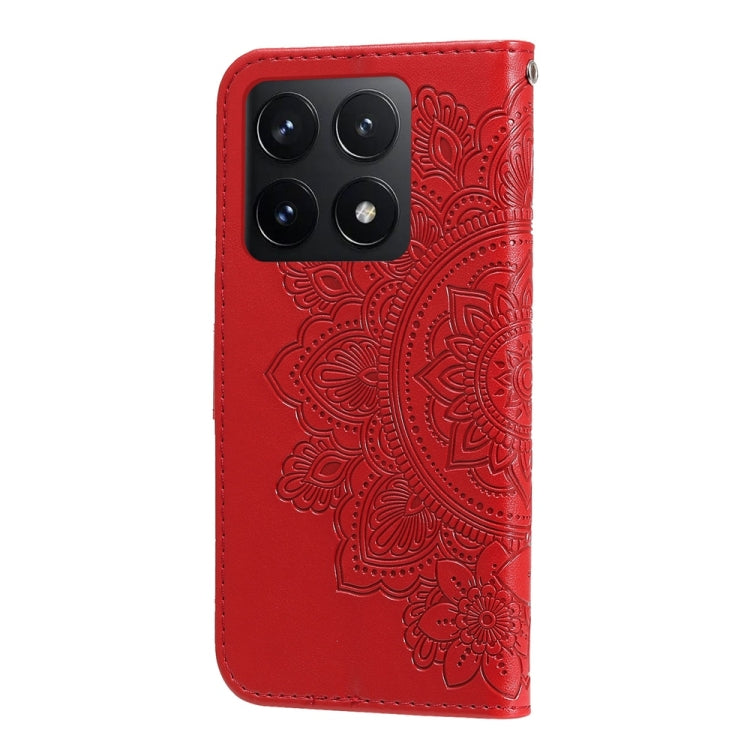 For Xiaomi 14T Seven-petal Flowers Embossing Leather Phone Case