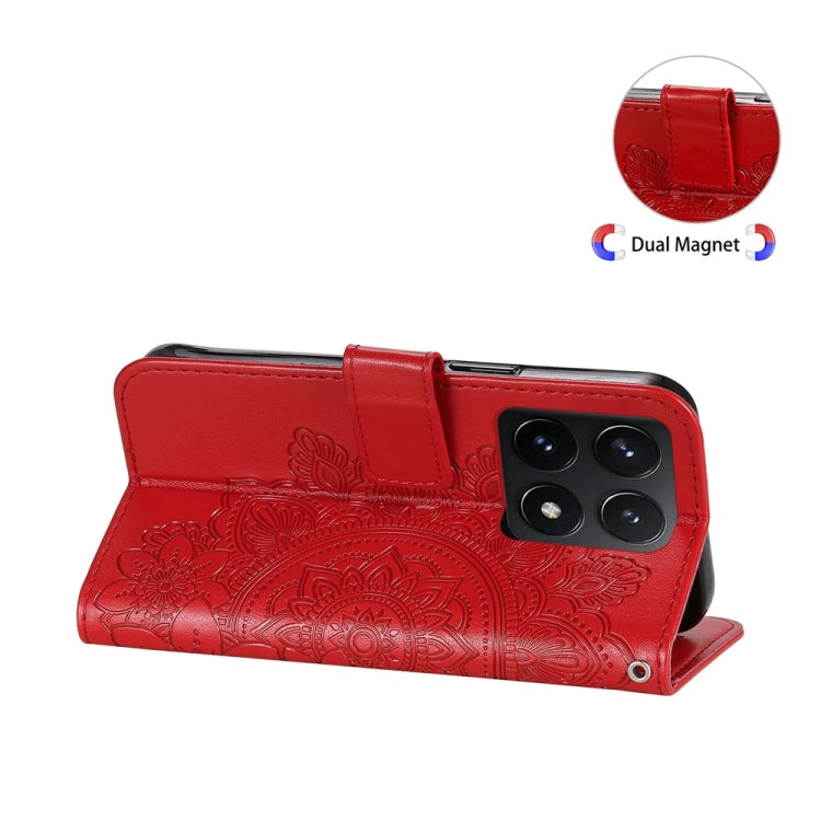 For Xiaomi 14T Seven-petal Flowers Embossing Leather Phone Case