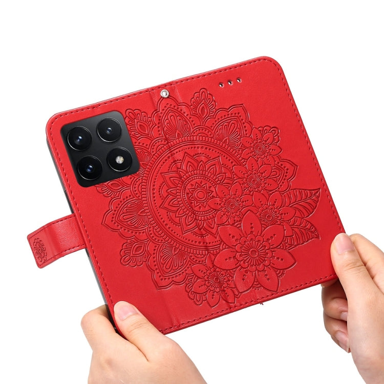 For Xiaomi 14T Seven-petal Flowers Embossing Leather Phone Case