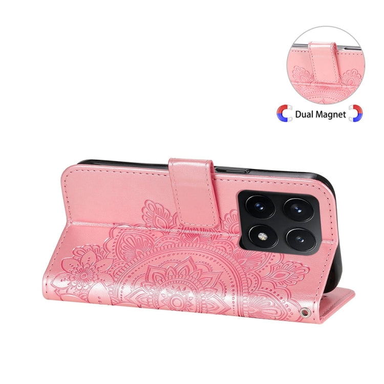 For Xiaomi 14T Seven-petal Flowers Embossing Leather Phone Case