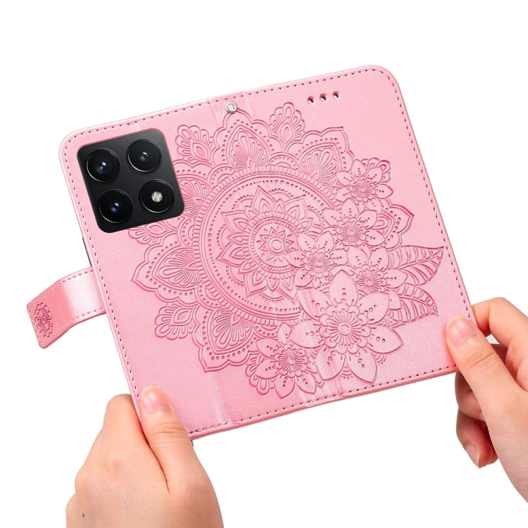 For Xiaomi 14T Seven-petal Flowers Embossing Leather Phone Case