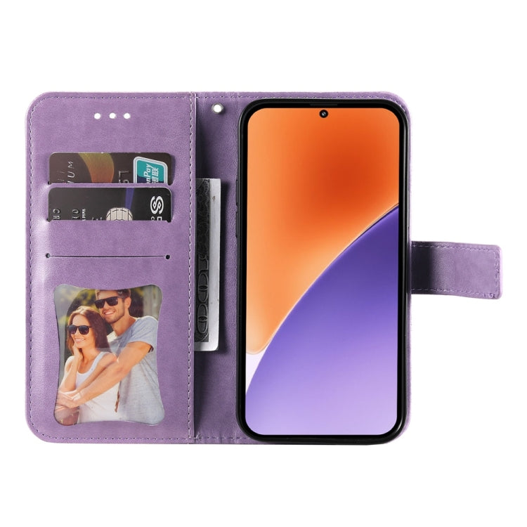 For Xiaomi 15 Seven-petal Flowers Embossing Leather Phone Case
