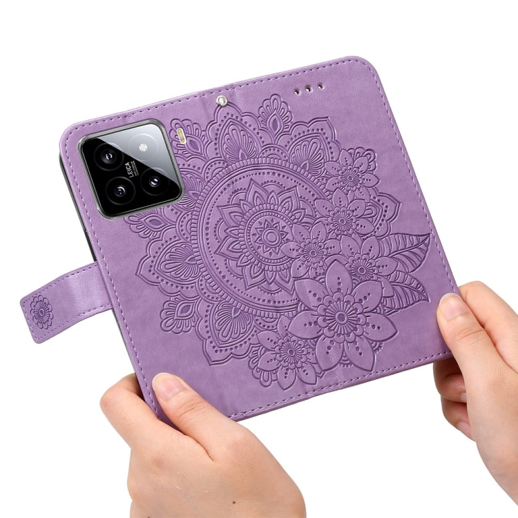 For Xiaomi 15 Seven-petal Flowers Embossing Leather Phone Case