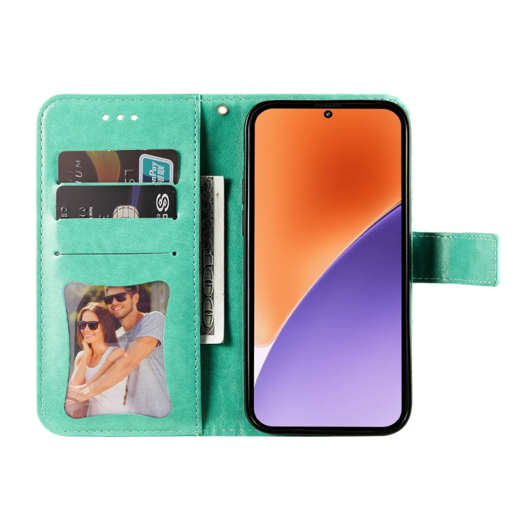For Xiaomi 15 Seven-petal Flowers Embossing Leather Phone Case