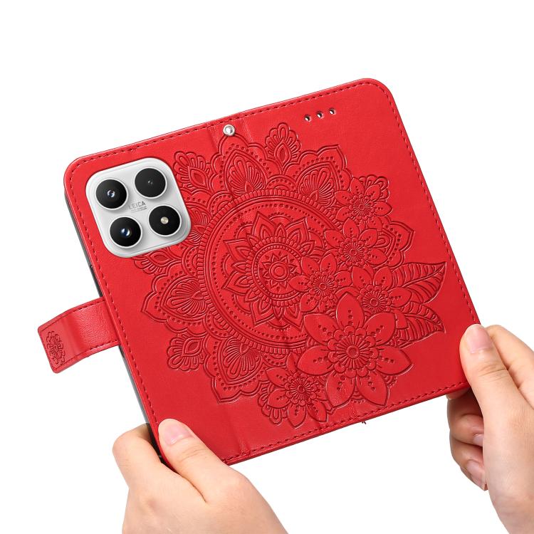 For Xiaomi 17 Seven-petal Flowers Embossing Leather Phone Case