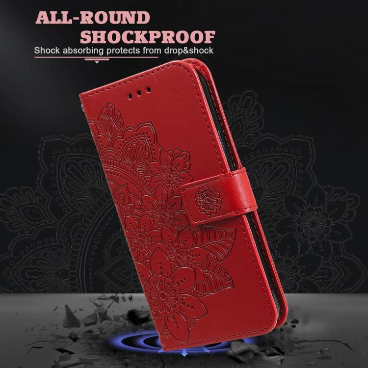 For Xiaomi 17 Seven-petal Flowers Embossing Leather Phone Case