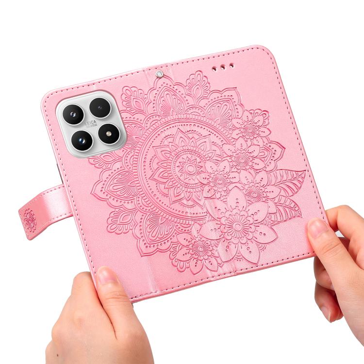 For Xiaomi 17 Seven-petal Flowers Embossing Leather Phone Case