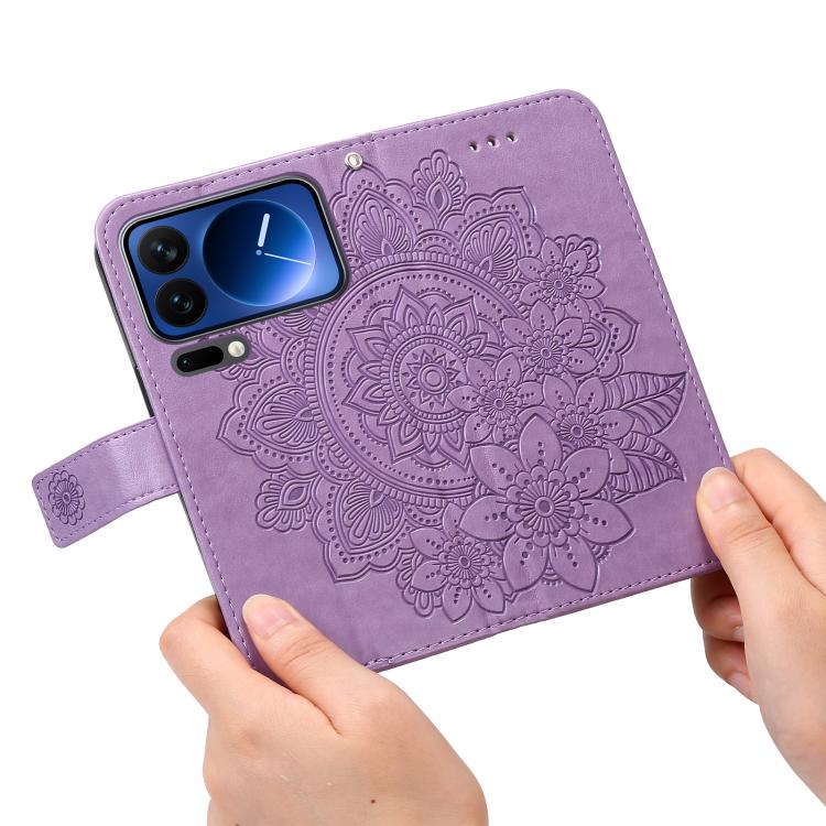 For Xiaomi 17 Pro Seven-petal Flowers Embossing Leather Phone Case