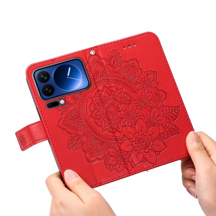 For Xiaomi 17 Pro Seven-petal Flowers Embossing Leather Phone Case