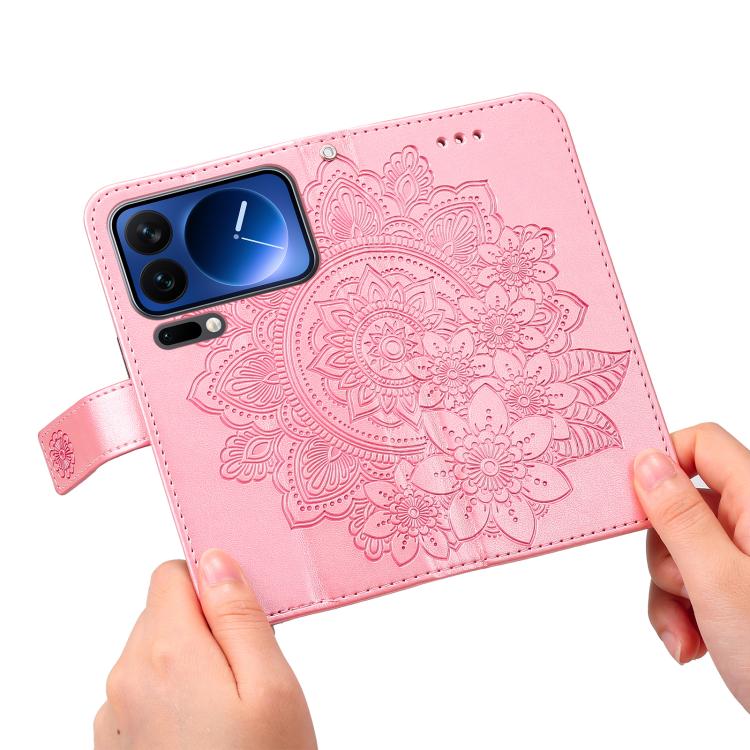 For Xiaomi 17 Pro Seven-petal Flowers Embossing Leather Phone Case