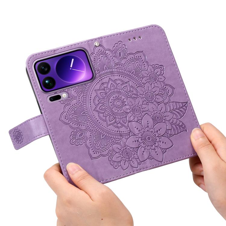 For Xiaomi 17 Pro Max Seven-petal Flowers Embossing Leather Phone Case