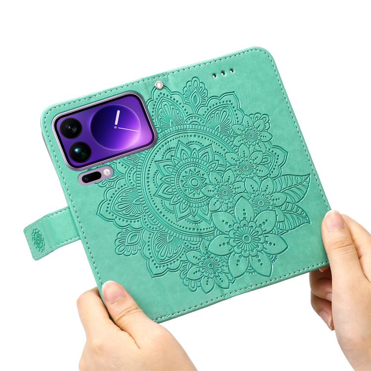 For Xiaomi 17 Pro Max Seven-petal Flowers Embossing Leather Phone Case