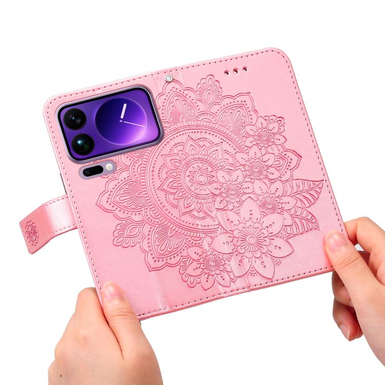 For Xiaomi 17 Pro Max Seven-petal Flowers Embossing Leather Phone Case
