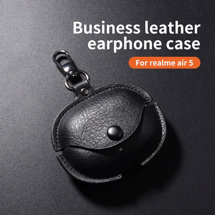 For Realme Buds Air 5 Pro Leather Earphone Protective Case with Hook
