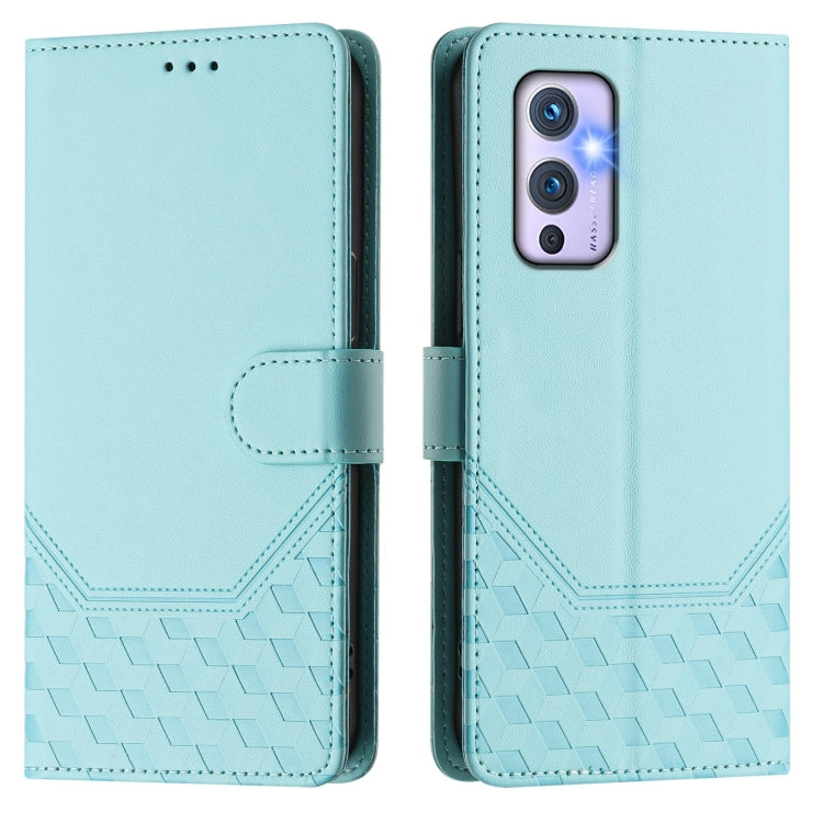 For OnePlus 9 Honeycomb Embossing RFID Leather Phone Case