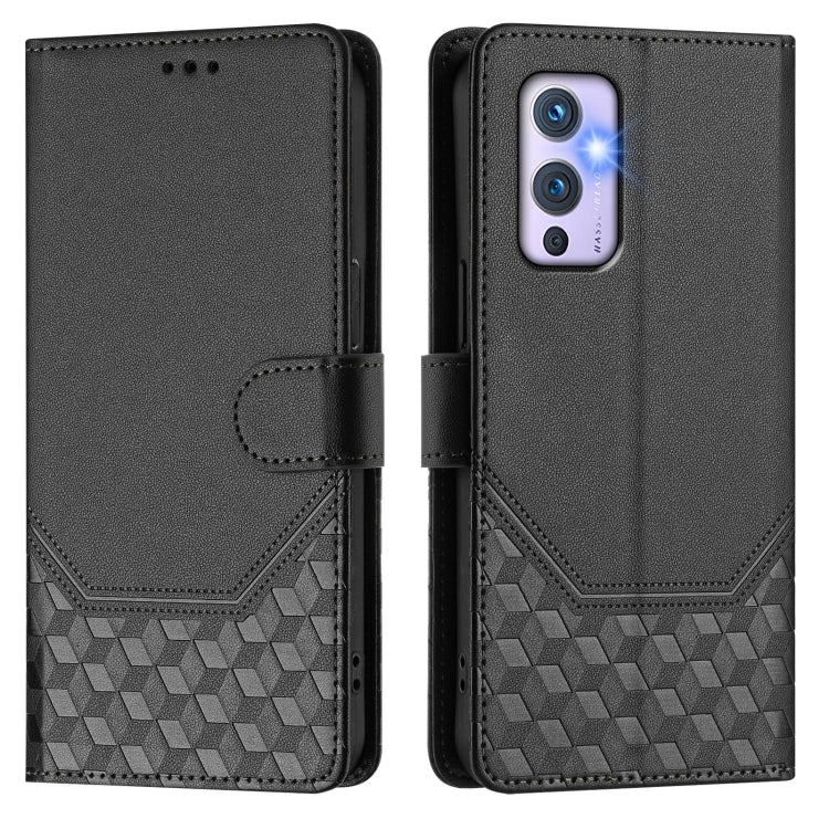 For OnePlus 9 Honeycomb Embossing RFID Leather Phone Case