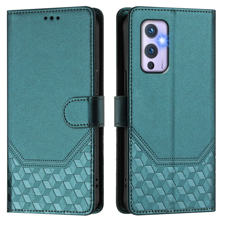 For OnePlus 9 Honeycomb Embossing RFID Leather Phone Case