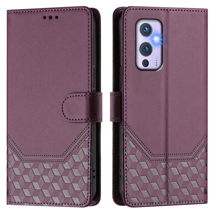 For OnePlus 9 Honeycomb Embossing RFID Leather Phone Case