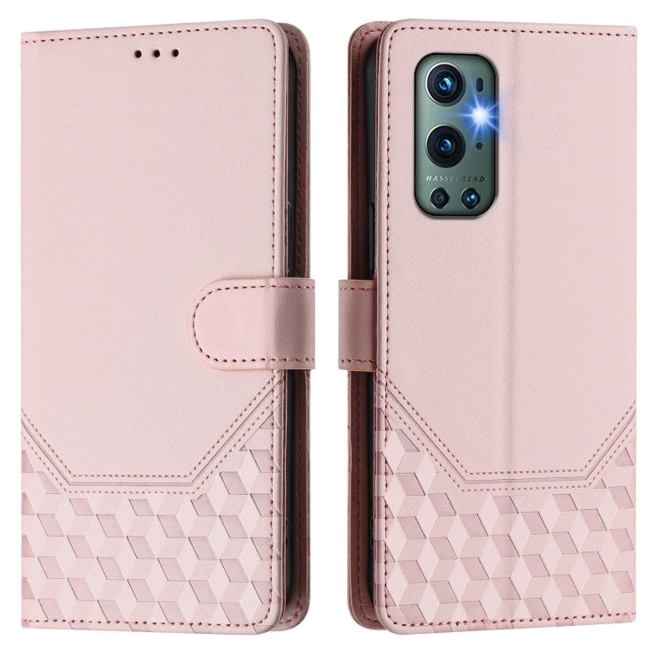 For OnePlus 9 Pro Honeycomb Embossing RFID Leather Phone Case