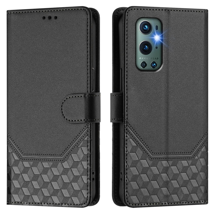 For OnePlus 9 Pro Honeycomb Embossing RFID Leather Phone Case