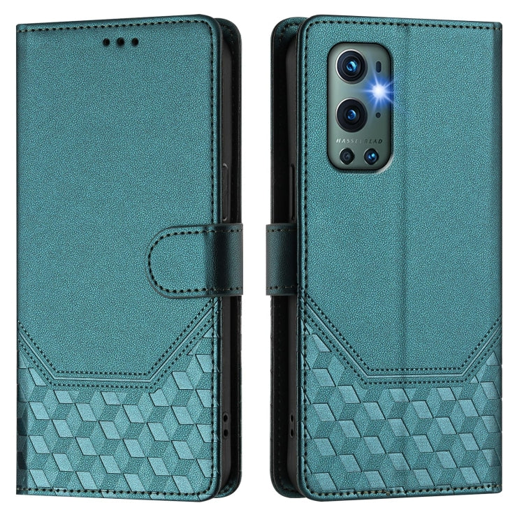 For OnePlus 9 Pro Honeycomb Embossing RFID Leather Phone Case