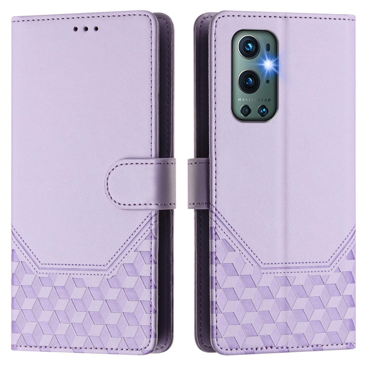 For OnePlus 9 Pro Honeycomb Embossing RFID Leather Phone Case