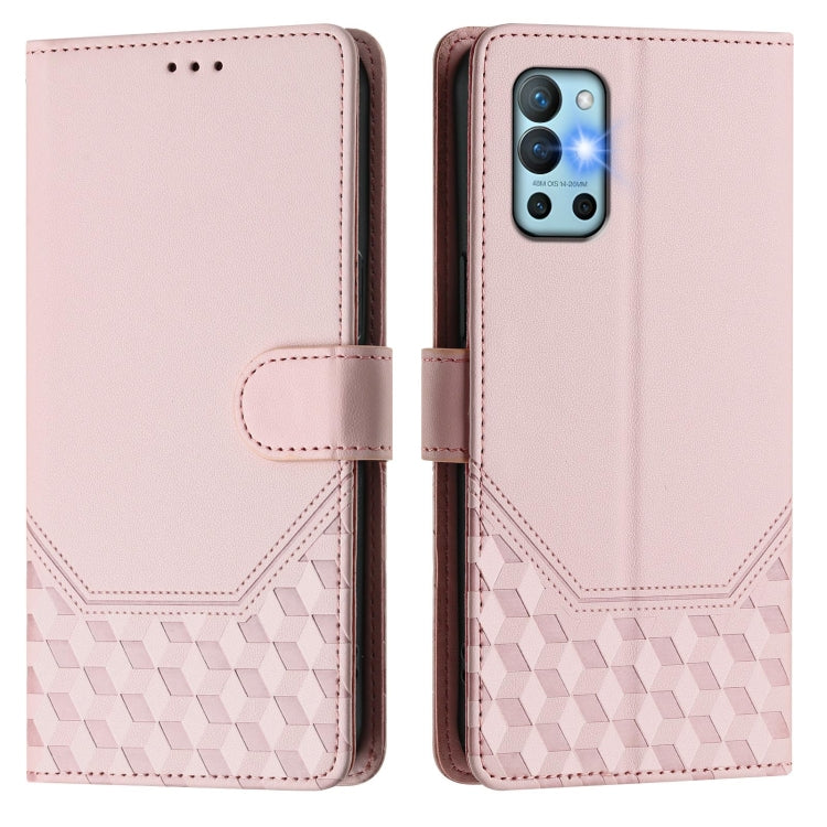 For OnePlus 9R Honeycomb Embossing RFID Leather Phone Case
