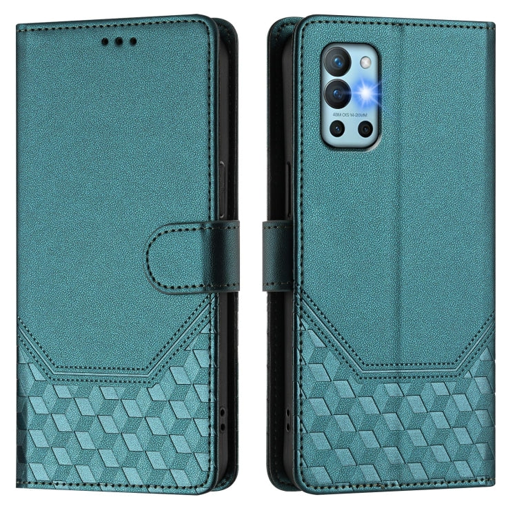 For OnePlus 9R Honeycomb Embossing RFID Leather Phone Case