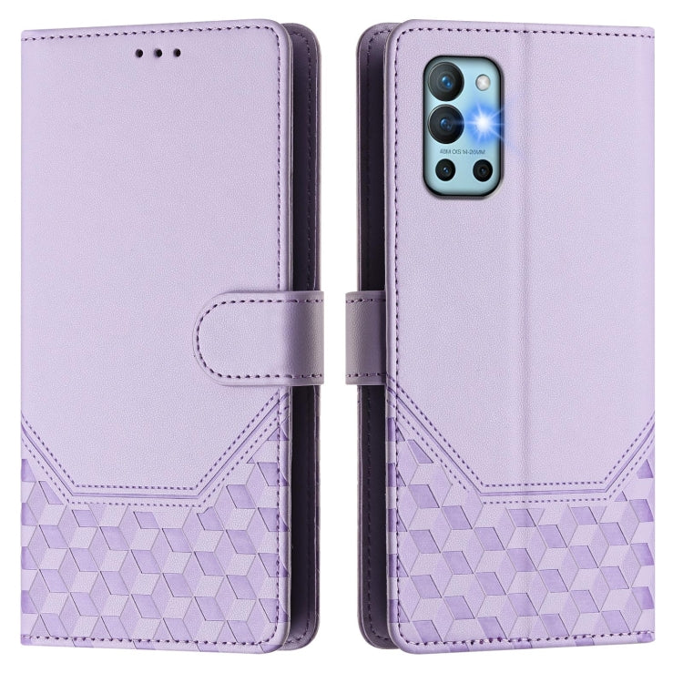For OnePlus 9R Honeycomb Embossing RFID Leather Phone Case