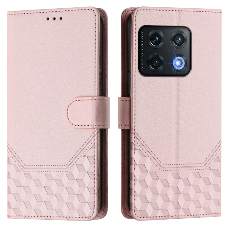 For OnePlus 10 Pro 5G Honeycomb Embossing RFID Leather Phone Case