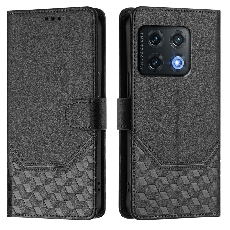 For OnePlus 10 Pro 5G Honeycomb Embossing RFID Leather Phone Case