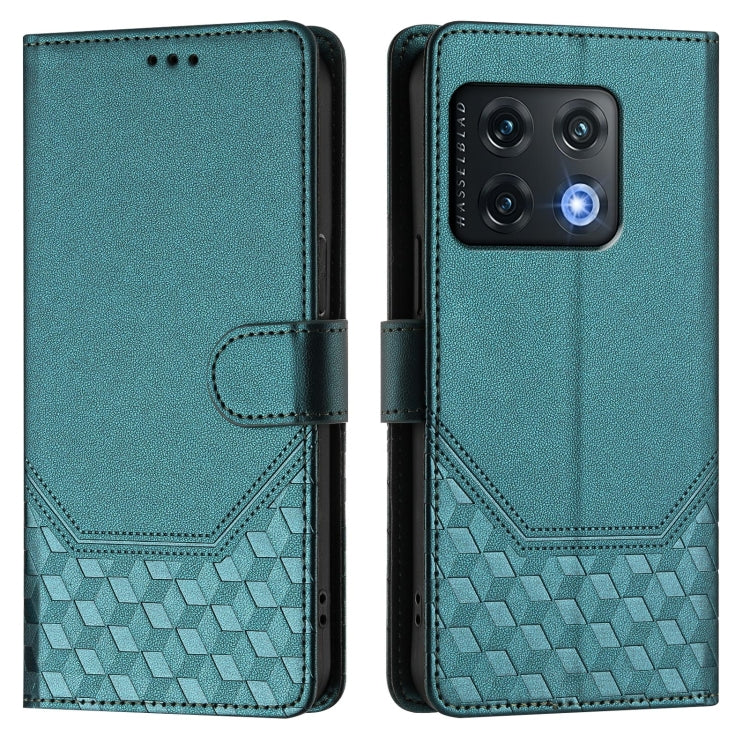 For OnePlus 10 Pro 5G Honeycomb Embossing RFID Leather Phone Case
