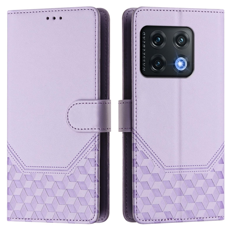 For OnePlus 10 Pro 5G Honeycomb Embossing RFID Leather Phone Case