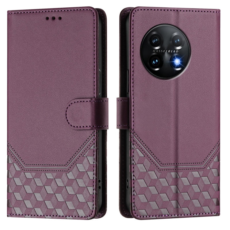 For OnePlus 11 Honeycomb Embossing RFID Leather Phone Case