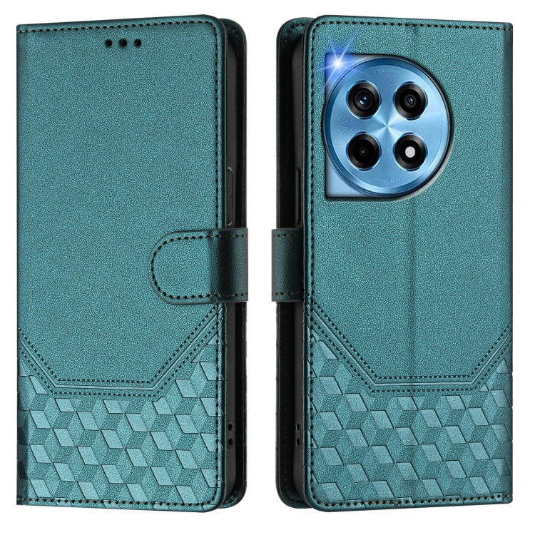 For OnePlus 12 5G Global Honeycomb Embossing RFID Leather Phone Case