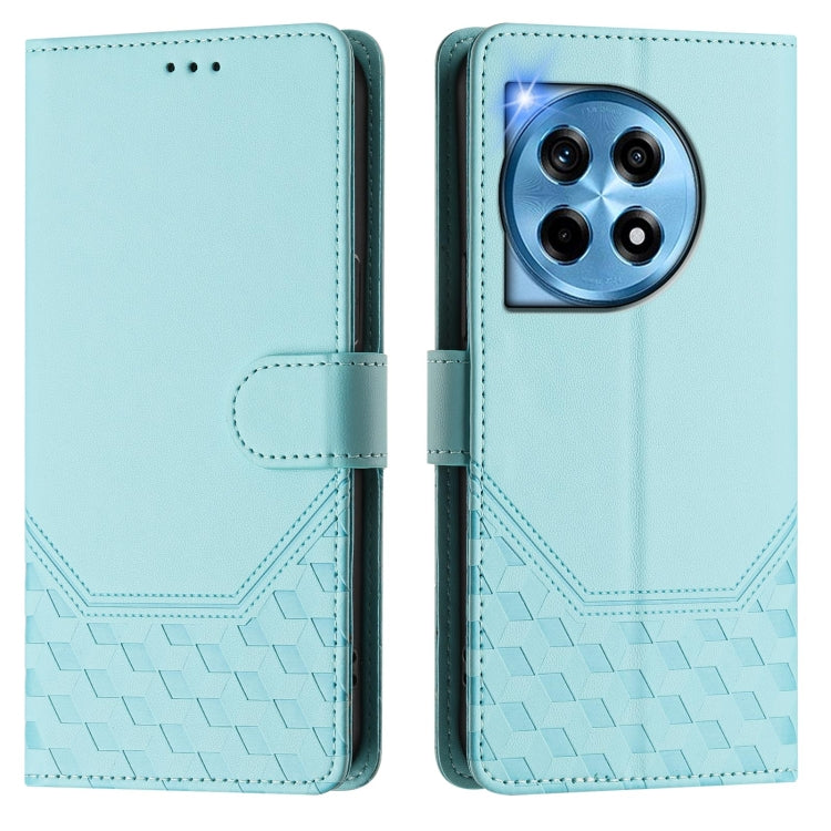 For OnePlus 12R 5G Global Honeycomb Embossing RFID Leather Phone Case