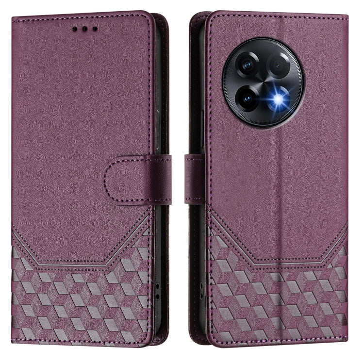 For OnePlus 11R 5G Global Honeycomb Embossing RFID Leather Phone Case