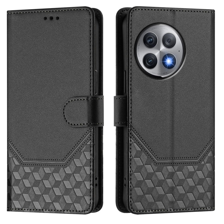 For OnePlus Ace 2 Pro 5G Honeycomb Embossing RFID Leather Phone Case