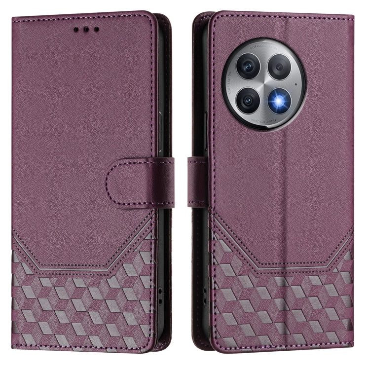 For OnePlus Ace 2 Pro 5G Honeycomb Embossing RFID Leather Phone Case